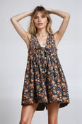 Vintage Bloom Denim Romper For Women