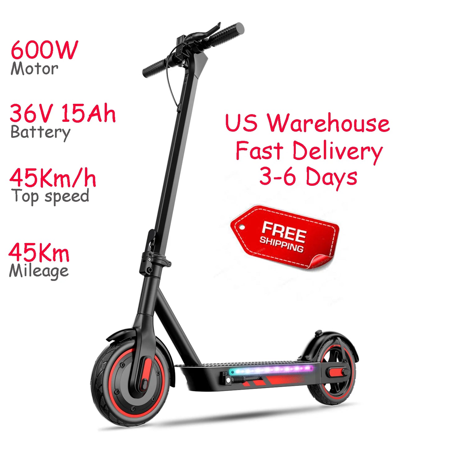 Electric Scooter 600W with Led Long Range
