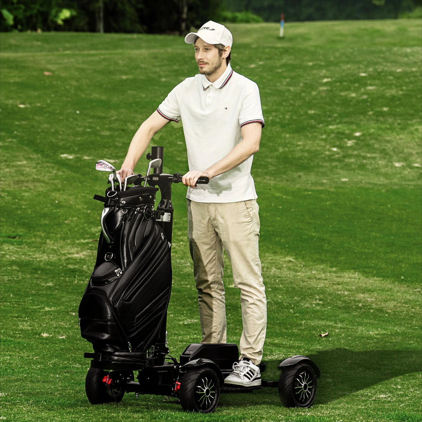 For 2400W Brushless Dual Motor Electric Golf Scooter Cart with 10 Inch Tire and 48V Battery 4 Wheels Electric