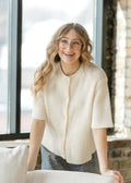 Zadie Ivory Short Sleeve Button Cardigan For Women